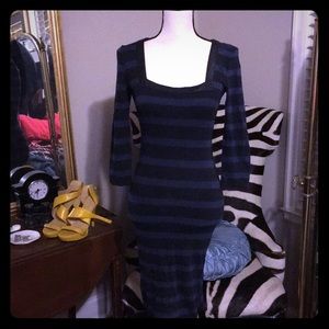 Ah-mazing blue & blk stripe with vegan leather drs